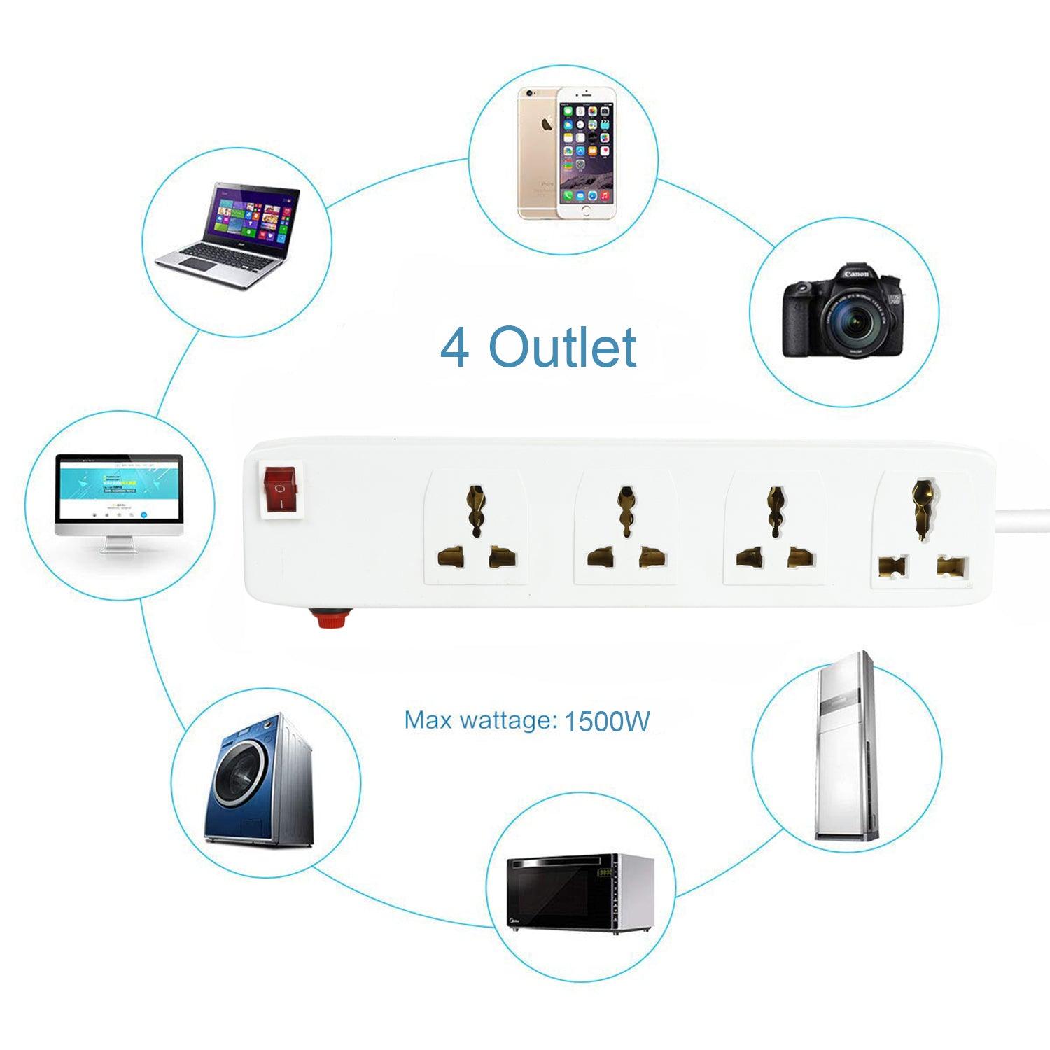 FEDUS Surge Protectors Spike Buster Extension Boards with Switch and Long Wire for Computer (4M/13F) - FEDUS