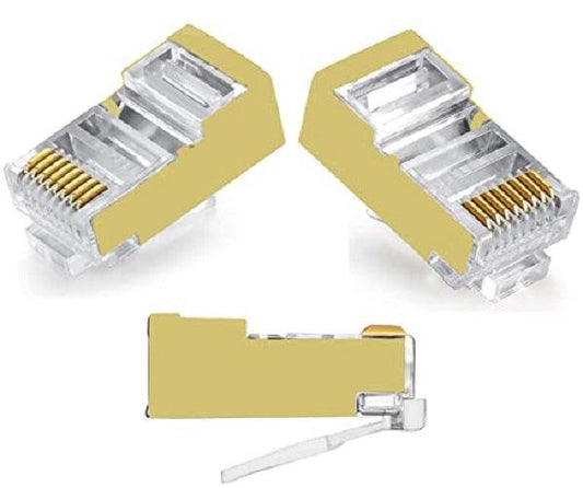 FEDUS 150 PCS RJ45 STP Connector Cat5, Cat5E, Cat6, Shielded RJ45 Gold Plated 8P8C Ethernet Modular LAN Crimp Module Plug FTP STP Network Crimping Plug Ethernet Network Cable Plug - FEDUS